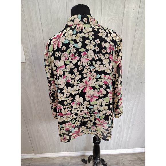 Emma James Woman, A Liz Claiborne Co. Size 18W Sheer Floral Blouse Fairy Peasant - Picture 3 of 8